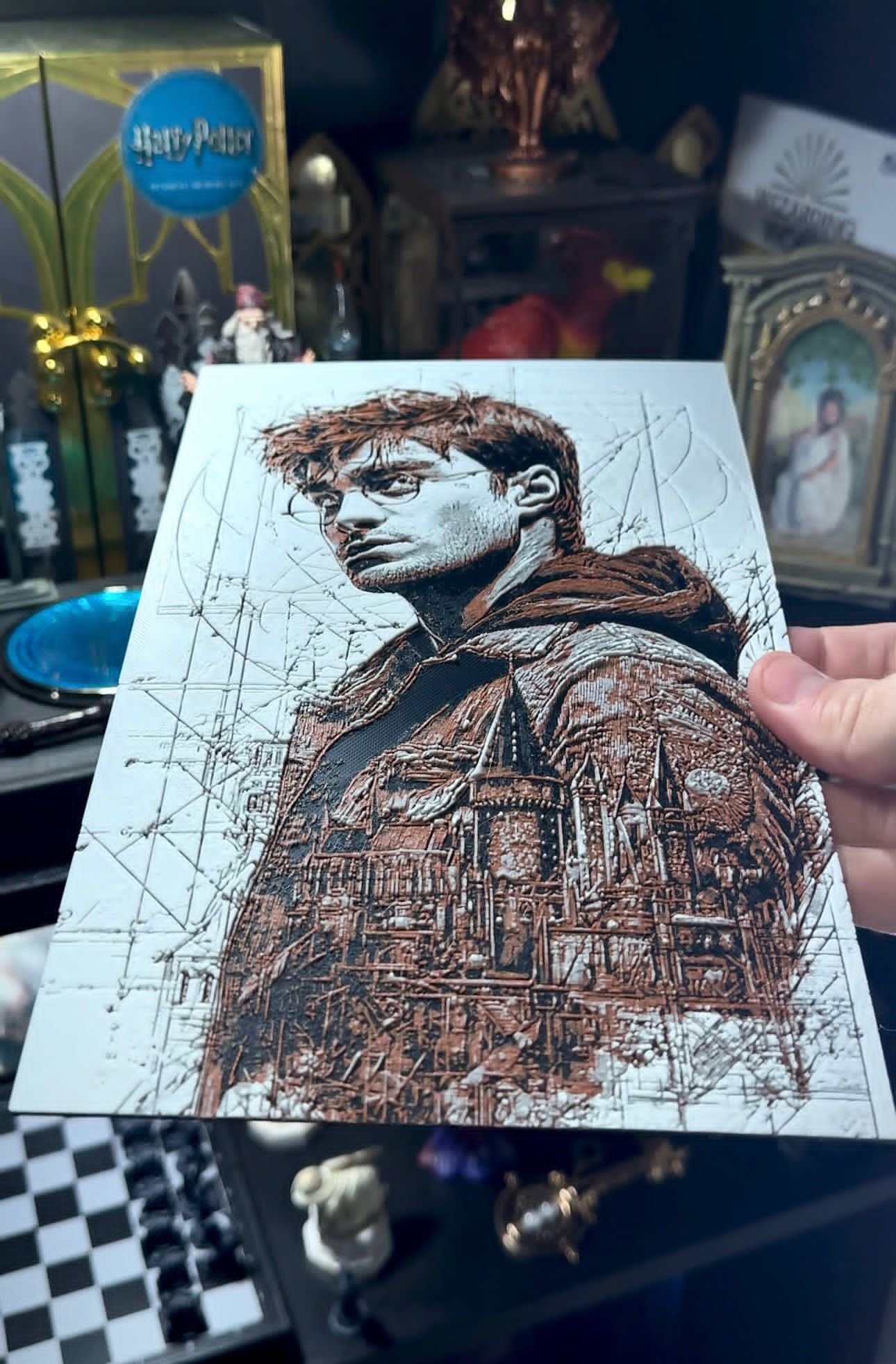 Ilustración 3D mago en el castillo