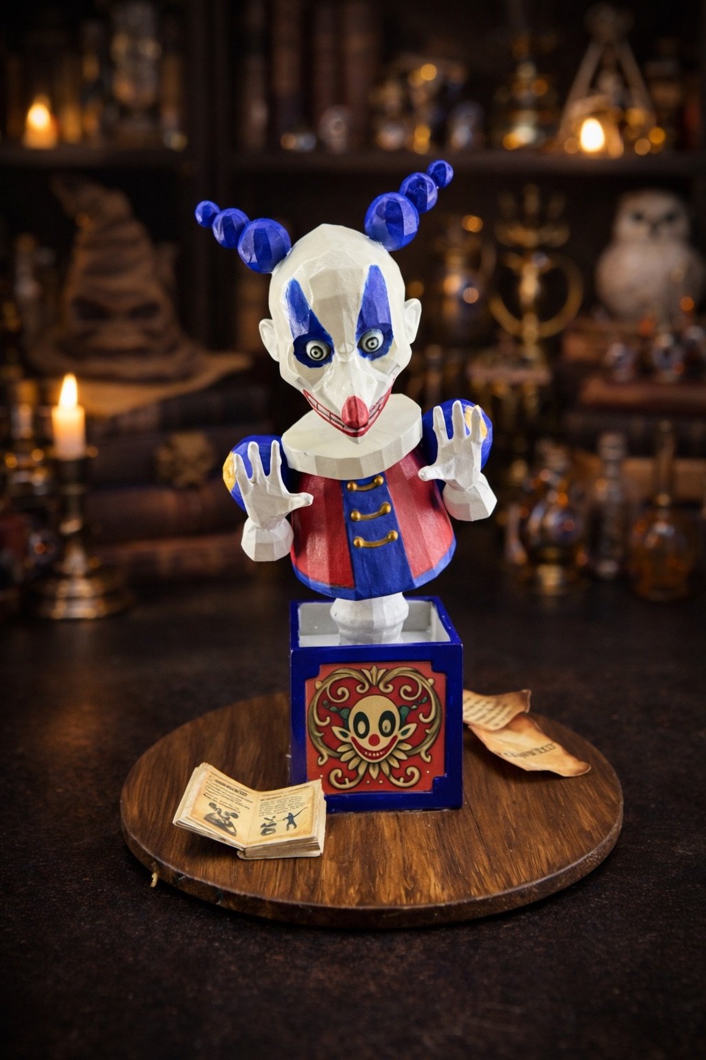 boggart transformado en payaso inspirado en la clase de defensa contra las artes oscuras de hogwarts del mundo mágico de harry potter figura coleccionable decorativa