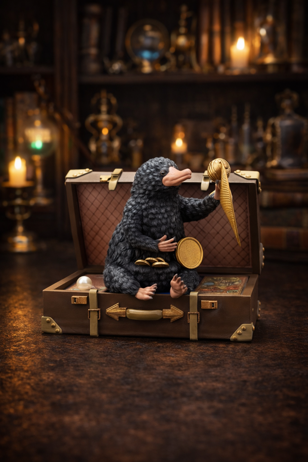 escarbato dentro de maletín mágico inspirado en las criaturas del mundo mágico de harry potter figura coleccionable decorativa