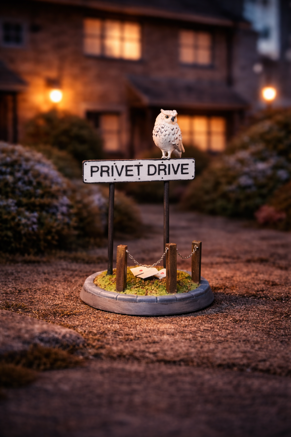 calle privet drive con lechuza y cartas