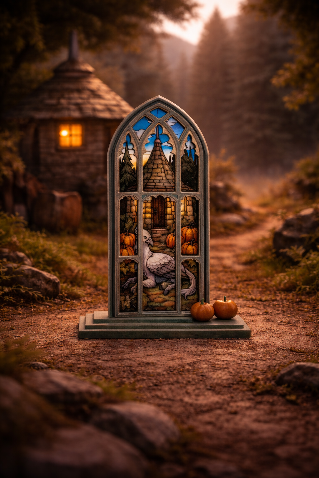 vidriera casa hagrid y buckbeack