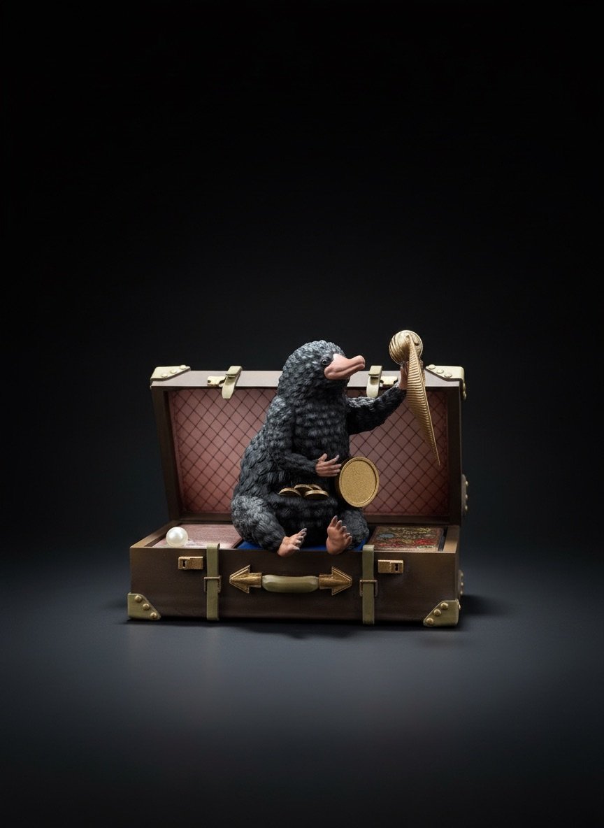 escarbato dentro de maletín mágico inspirado en las criaturas del mundo mágico de harry potter figura coleccionable decorativa